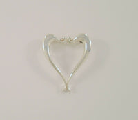 Large Signed Vintage Breakell Sterling Silver Curvy Modern Stylized Open Heart Brooch Pin