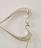 Large Signed Vintage Breakell Sterling Silver Curvy Modern Stylized Open Heart Brooch Pin