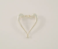 Large Signed Vintage Breakell Sterling Silver Curvy Modern Stylized Open Heart Brooch Pin