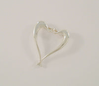 Large Signed Vintage Breakell Sterling Silver Curvy Modern Stylized Open Heart Brooch Pin