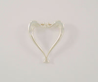 Large Signed Vintage Breakell Sterling Silver Curvy Modern Stylized Open Heart Brooch Pin