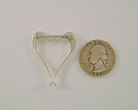 Large Signed Vintage Breakell Sterling Silver Curvy Modern Stylized Open Heart Brooch Pin