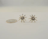 Unusual 20mm Highly Detailed Large Vintage Sterling Silver Realistic Dimensional Black Eyed Susan Flower Stud Pierced Earrings Daisies