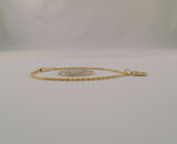 Sparkly Signed Vintage European Solid 10K Yellow Gold Twisted Rope 2mm Chain Bracelet w/ a Diamond Cut Pierced Sand Dollar Charm 7.125"