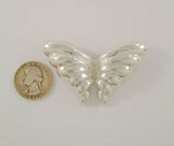 Rare Large 65x40mm Detailed Signed Vintage Tiffany & Co. Sterling Silver Curvy Repousse Butterfly Pin or Brooch