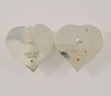 Large Signed Vintage Sterling Silver Hand Etched Western Scroll Repousse Puffy Heart Pierced Earrings