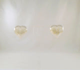 Large Signed Vintage Sterling Silver Hand Etched Western Scroll Repousse Puffy Heart Pierced Earrings