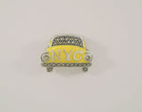 Detailed Signed Vintage Judith Jack Sterling Silver Yellow Enamel & Marcasite Dimensional New York City Taxi Cab Pin or Brooch NY