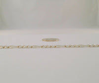 Vintage Signed Italian Sterling Silver 5mm Wide Classic Figaro Link Bracelet or Anklet 8" Long Heavy