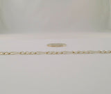 Vintage Signed Italian Sterling Silver 5mm Wide Classic Figaro Link Bracelet or Anklet 8" Long Heavy