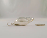 Very Large Vintage Handcrafted & Signed Taxco Mexican Sterling Silver Dimensional Curvy Repousse Seashell Pendant Sea Shell