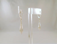 Large Sleek & Modern Signed Vintage Jacmel Sterling Silver Repousse Drop Leverback Long Dangle Earrings