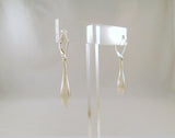 Large Sleek & Modern Signed Vintage Jacmel Sterling Silver Repousse Drop Leverback Long Dangle Earrings