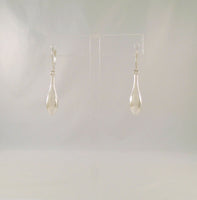 Large Sleek & Modern Signed Vintage Jacmel Sterling Silver Repousse Drop Leverback Long Dangle Earrings