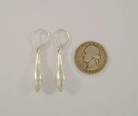 Large Sleek & Modern Signed Vintage Jacmel Sterling Silver Repousse Drop Leverback Long Dangle Earrings