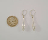 Large Sleek & Modern Signed Vintage Jacmel Sterling Silver Repousse Drop Leverback Long Dangle Earrings