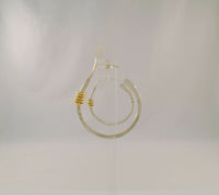 Large 32mm Handcrafted Vintage Hammered Sterling Silver w/ Gold Spiral Wrap Detail Modernist Hoop Earrings