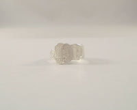 Romantic Signed Vintage L. Vernon Carved Pansy Design Sterling Silver Spoon Bypass Ring w/ " L " Initial Size 5