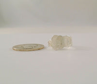 Romantic Signed Vintage L. Vernon Carved Pansy Design Sterling Silver Spoon Bypass Ring w/ " L " Initial Size 5