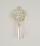 Detailed Vintage or Antique Sterling Silver Carved & Cut Out Repousse Horse & Rider Heart Key Pin or Brooch Equestrian