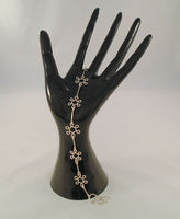 Vintage Handcrafted Sterling Silver Stylized Openwork Snowflake or Flower Bar 14.3mm Link Bracelet 7.75"