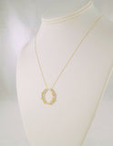 Sparkly, Signed Vintage Solid 14K Yellow Gold w/ Canary & White Diamonds Eternity Circle Pendant Necklace 19"