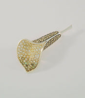 Large Signed Vintage Sterling Silver Marcasite & Clear Fading To Blue Cubic Zirconia Dimensional Calla Lily Flower Pin or Brooch