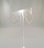 Signed Vintage Sleek & Modern Sterling Silver Abstract Geometric Hinged Hoop Pierced Earrings 28.5 x 1.5mm