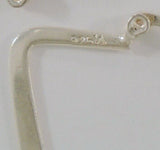 Signed Vintage Sleek & Modern Sterling Silver Abstract Geometric Hinged Hoop Pierced Earrings 28.5 x 1.5mm