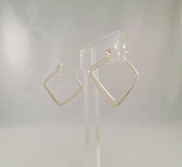 Signed Vintage Sleek & Modern Sterling Silver Abstract Geometric Hinged Hoop Pierced Earrings 28.5 x 1.5mm