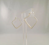 Signed Vintage Sleek & Modern Sterling Silver Abstract Geometric Hinged Hoop Pierced Earrings 28.5 x 1.5mm