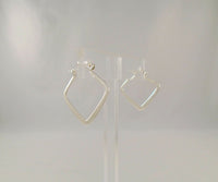 Signed Vintage Sleek & Modern Sterling Silver Abstract Geometric Hinged Hoop Pierced Earrings 28.5 x 1.5mm