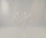 Signed Vintage Sleek & Modern Sterling Silver Abstract Geometric Hinged Hoop Pierced Earrings 28.5 x 1.5mm