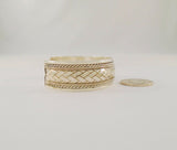 Vintage Handcrafted Signed Sterling Silver 19mm Wide Cuff Bracelet w/ Woven and Southwest Rope Detailing 6.5"