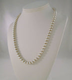 Classic Vintage Sterling Silver 6.5mm Wide Ball or Round Bead Strand Necklace Beaded 21" Long Chain