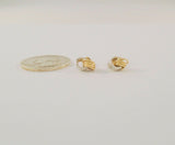 Sparkly Vintage 14K Solid Yellow & White Gold Open Diamond Cut Interlocking Rings Stud Pierced Earrings 6.35x10mm Two Tone