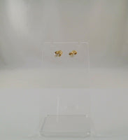 Sparkly Vintage 14K Solid Yellow & White Gold Open Diamond Cut Interlocking Rings Stud Pierced Earrings 6.35x10mm Two Tone