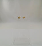 Sparkly Vintage 14K Solid Yellow & White Gold Open Diamond Cut Interlocking Rings Stud Pierced Earrings 6.35x10mm Two Tone