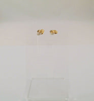 Sparkly Vintage 14K Solid Yellow & White Gold Open Diamond Cut Interlocking Rings Stud Pierced Earrings 6.35x10mm Two Tone