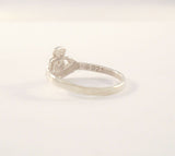 Dainty Highly Detailed Signed Vintage Carved Openwork Sterling Silver Irish Claddagh Ring Celtic Size 4