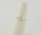 Dainty Highly Detailed Signed Vintage Carved Openwork Sterling Silver Irish Claddagh Ring Celtic Size 4