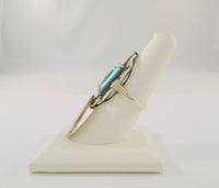 Large Vintage Sterling Silver & Emerald Cut Blue Topaz w/ Marcasites Art Deco Ring Size 8.5