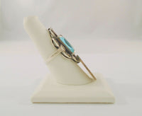 Large Vintage Sterling Silver & Emerald Cut Blue Topaz w/ Marcasites Art Deco Ring Size 8.5