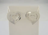 Large Vintage Modernist Handmade Mexican Sterling Silver Heart Pierced Earrings w/ Cut Out Incised Cupids Arrow Design