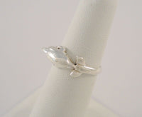 Signed Vintage Boma Sterling Silver Wraparound Dolphin Carved Detail Porpoise 7.5mm Wide Band Ring Size 5.5