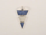 Unusual Chunky Handcrafted Vintage Sterling Silver & Denim Blue Lapis Lazuli 3-Part Hinged Triangular Panel Pendant