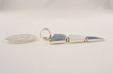 Unusual Chunky Handcrafted Vintage Sterling Silver & Denim Blue Lapis Lazuli 3-Part Hinged Triangular Panel Pendant