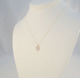 Sparkly Signed Vintage Solid 14K Yellow & White Gold w/ 8 Diamonds Pave Illusion Heart Pendant Necklace 18.5"