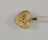 Sparkly Signed Vintage Solid 14K Yellow & White Gold w/ 8 Diamonds Pave Illusion Heart Pendant Necklace 18.5"