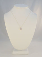 Sparkly Signed Vintage Solid 14K Yellow & White Gold w/ 8 Diamonds Pave Illusion Heart Pendant Necklace 18.5"